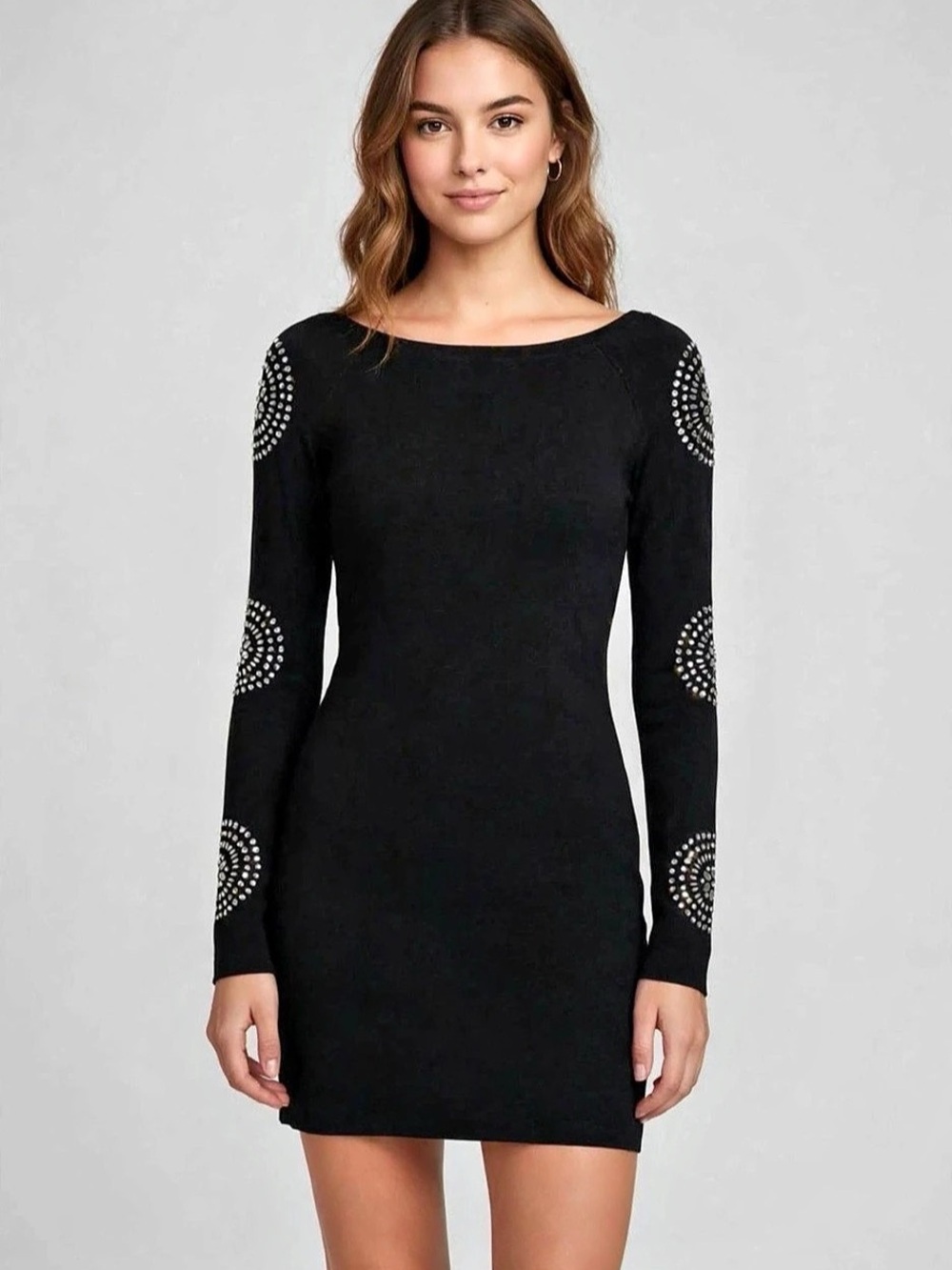 INC Rhinestone Evening Dress Black Mini Dress